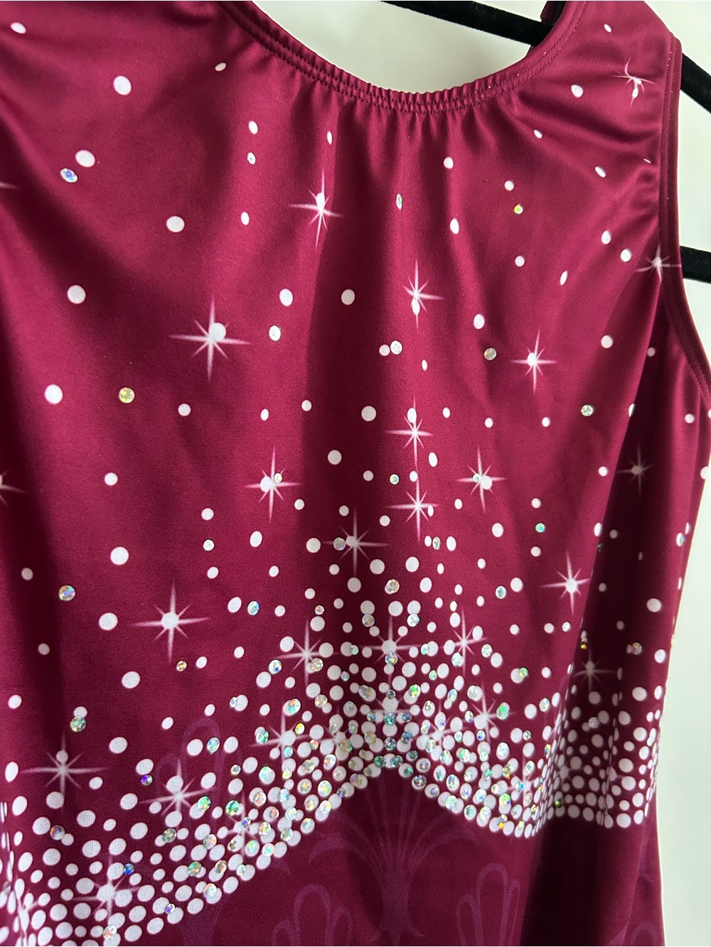 GK Maroon Gymnastics Leotard with White Starburst Detail - Adult Medium - Picture 2 of 7